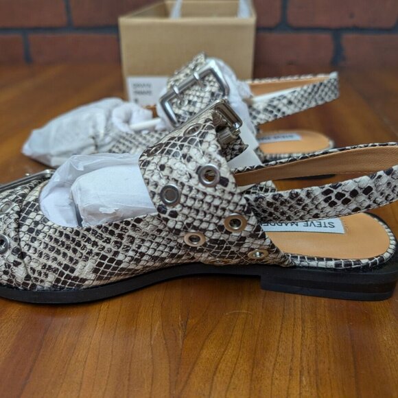 Steve Madden Women Sandals Flats Graya Snake Size 8 New - Picture 3 of 7